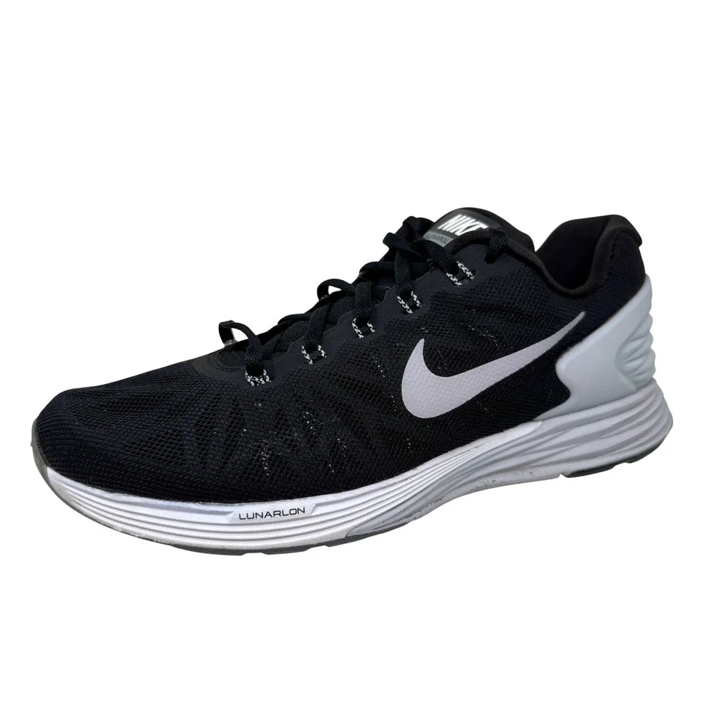 Nike LunarGlide 6 Running Shoes Black‎ White 654434-001 Size Women's 10